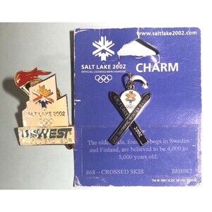 2002 USA Olympics,Salt Lake City, Pin & SKI Charm